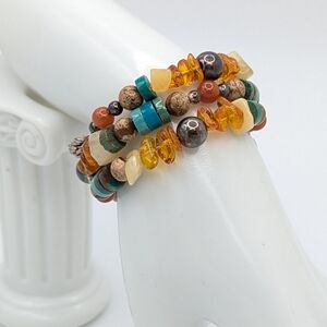 Carolyn Pollack Corn Harvest Stone and Sterling Charm Wrap Bracelet